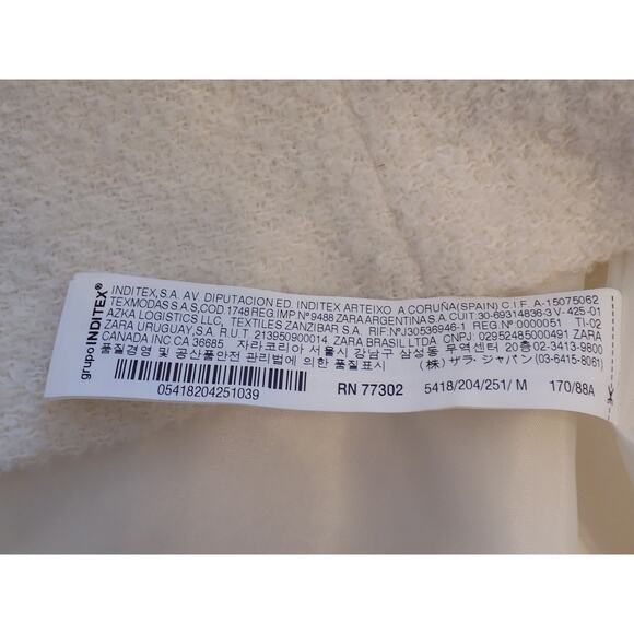 Zara Trafaluc cream blazer jacket zip front fuzzy textured size Medium - Picture 8 of 8